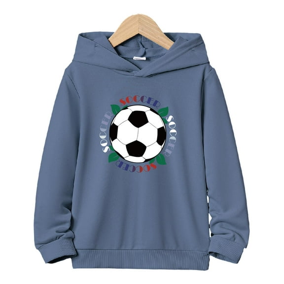 Mikrdoo Cool Soccer Print Boys Casual Pullover Long Sleeve Hoodies, Boys Sweatshirt For Spring Fall Winter, 7-15T Kids Hoodie Tops Outdoor