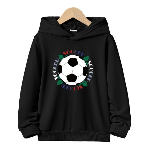 Mikrdoo Cool Soccer Print Boys Casual Pullover Long Sleeve Hoodies, Boys Sweatshirt For Spring Fall Winter, 7-15T Kids Hoodie Tops Outdoor