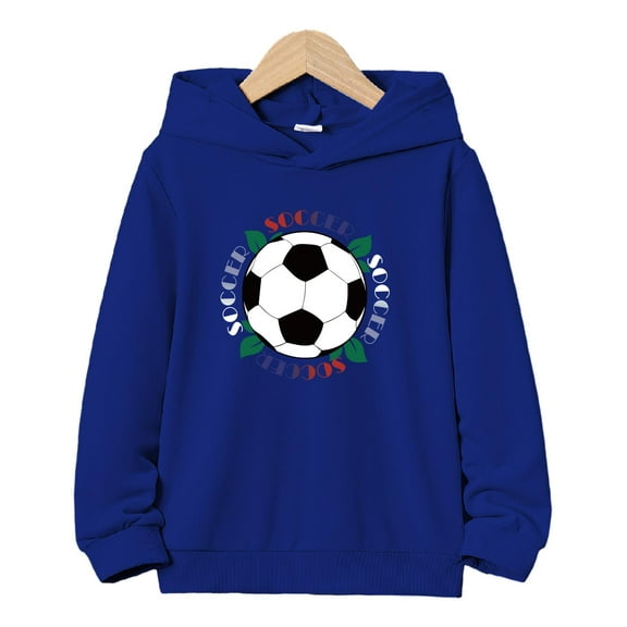 Mikrdoo Cool Soccer Print Boys Casual Pullover Long Sleeve Hoodies, Boys Sweatshirt For Spring Fall Winter, 7-15T Kids Hoodie Tops Outdoor