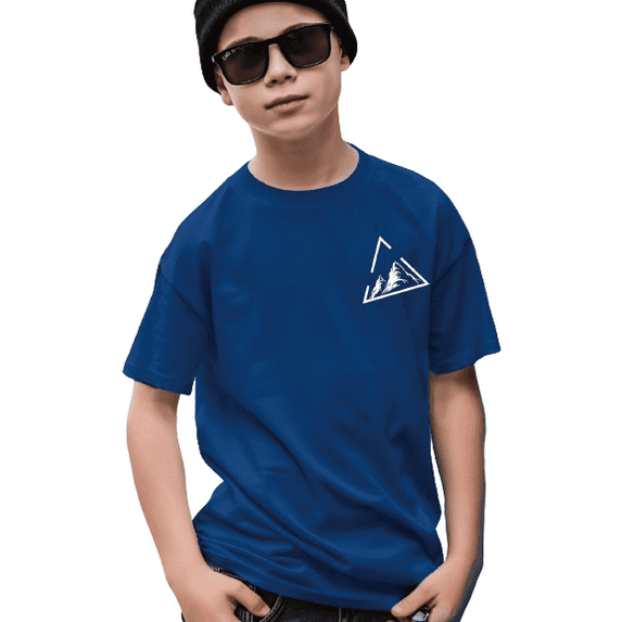 Mikrdoo Cool Triangle Mountain Print Casual Short Sleeve T-shirt For Boys, Kid Boys Summer Clothes Sizes 7-15