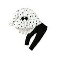 thumbnail image 1 of Mikrdoo Girls Clothes 4Y,5Y,6Y,7Y Girls Heart Pattern Full Print Bow Shirt Elastic Pants 2Pcs Outfits For Spring Fall 7 Years White, 1 of 10