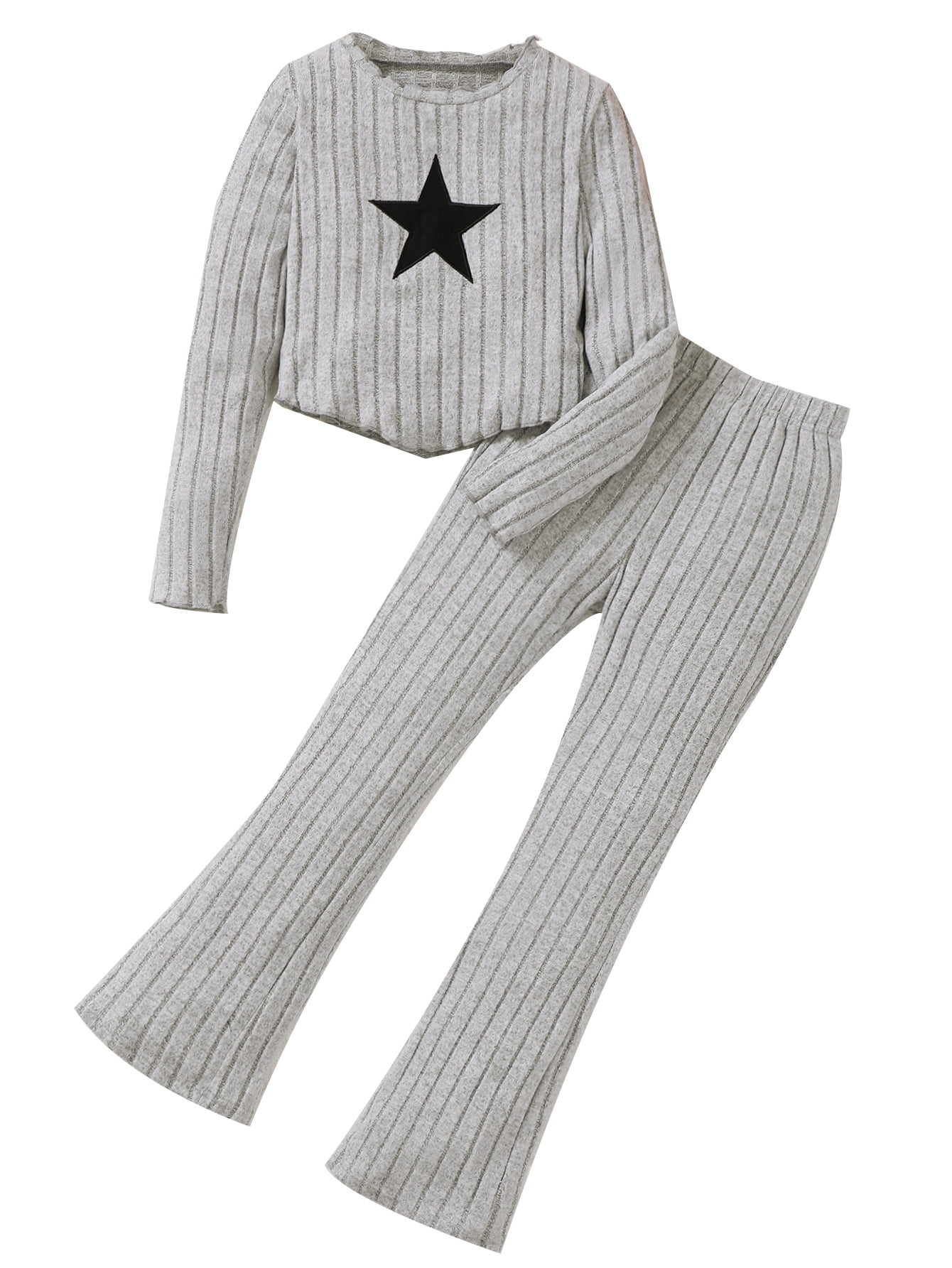 Active Star Rialto Mikrdoo Girls Ribbed Active Star Asymmetrical Tops and Flare Leggings ...