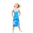 thumbnail image 1 of Mikrdoo Girls' Tie-Dye Midi Dress Summer Casual Short Sleeve Crew Neck Slim Sundress 6-12 Years, 1 of 7