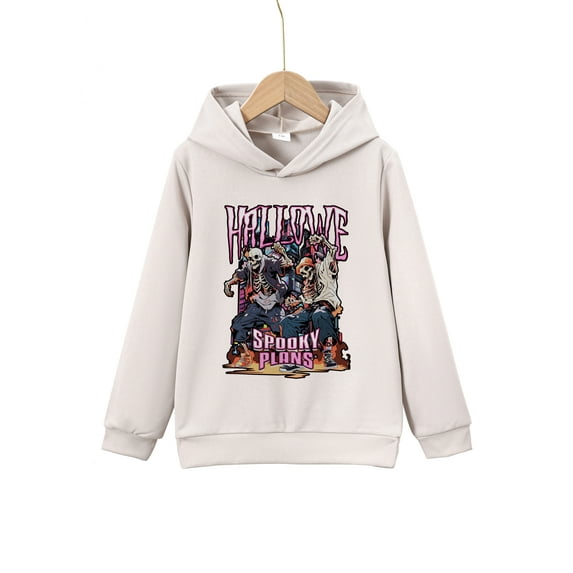 Mikrdoo Halloween Street Style Skeleton Print Boys Casual Pullover Long Sleeve Hoodies,7-8T Boys Sweatshirt For Spring Fall, 5-14Y Kids Hoodie Tops Outdoor