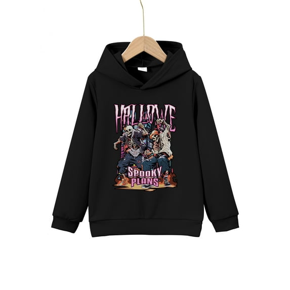 Mikrdoo Halloween Street Style Skeleton Print Boys Casual Pullover Long Sleeve Hoodies,7-8T Boys Sweatshirt For Spring Fall, 5-14Y Kids Hoodie Tops Outdoor