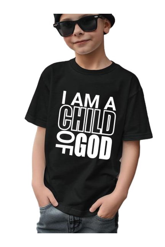 "I Am A Child Of God" Letter Print Casual Short Sleeve Tee For Kid Boys - Cool, Lightweight Summer Clothes