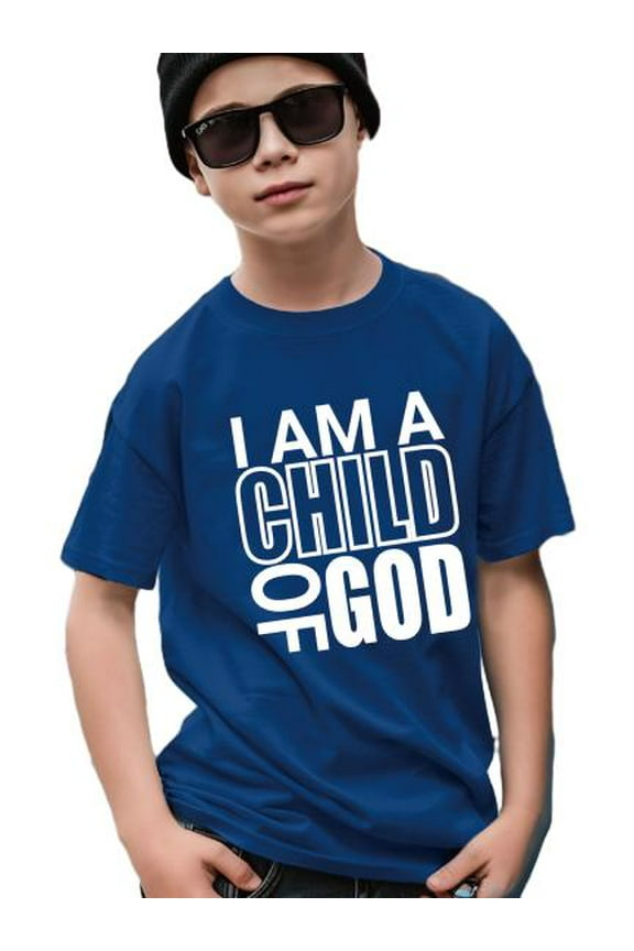 "I Am A Child Of God" Letter Print Casual Short Sleeve Tee For Kid Boys - Cool, Lightweight Summer Clothes