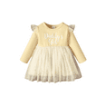 thumbnail image 1 of Mikrdoo Infant Baby Girls Dress 18 Months Baby Girls Letter Graphics Ruffle Long Sleeve 24 Months Girls Splice Gauze Dress One Piece Casual Outer Dress For Fall Winter Apricot, 1 of 10