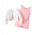 thumbnail image 1 of Mikrdoo Infant Girls Dress Sets Solid Color 12 Months Baby Girls Sleeveless Slit Dress 18 Months Baby Girls Knitted Cardigan 2Pcs Clothing From 6M-3Y White, 1 of 9