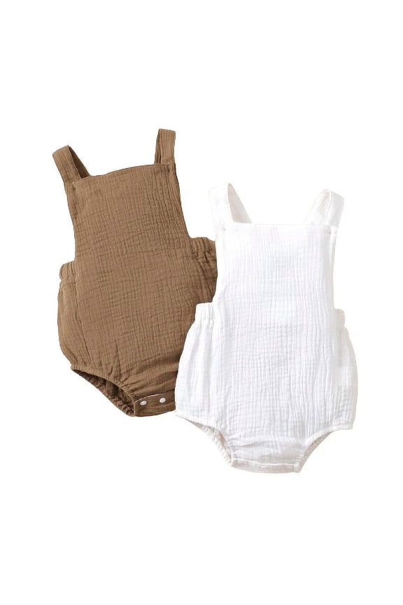 Infant Summer Sleeveless Romper 2-Pack Baby Onesies Snap Closure Jumpsuits Neutral Baby Clothesļ¼3-6 Months