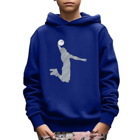 Mikrdoo Kid Boy's Spring Fall Sweatshirt Basketball Player Print Long Sleeve Comfy Loose Casual Pullover Hoodies Size 5-14