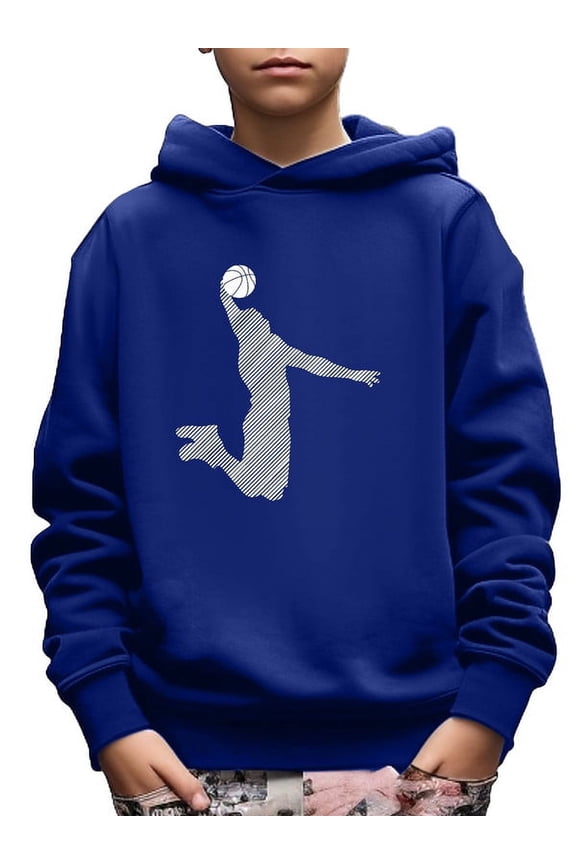 Kid Boy's Spring Fall Sweatshirt Basketball Player Print Long Sleeve Comfy Loose Casual Pullover Hoodies Size 5-14