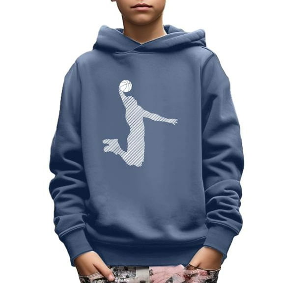 Mikrdoo Kid Boy's Spring Fall Sweatshirt Basketball Player Print Long Sleeve Comfy Loose Casual Pullover Hoodies Size 5-14