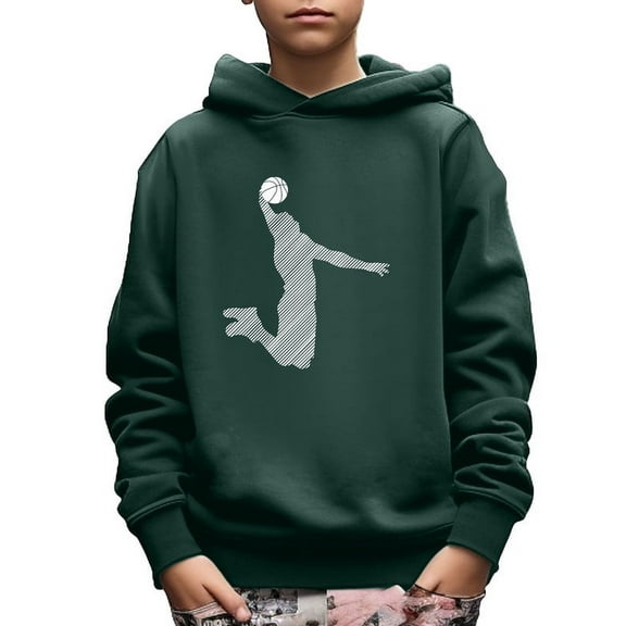 Mikrdoo Kid Boy's Spring Fall Sweatshirt Basketball Player Print Long Sleeve Comfy Loose Casual Pullover Hoodies Size 5-14