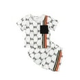 thumbnail image 1 of Mikrdoo Summer Outfits For Infant Baby Boys Letter Full Print Pocket Splice Short Sleeve T-shirt Elastic Shorts 2Pcs Clothing 12-18 Months White, 1 of 10