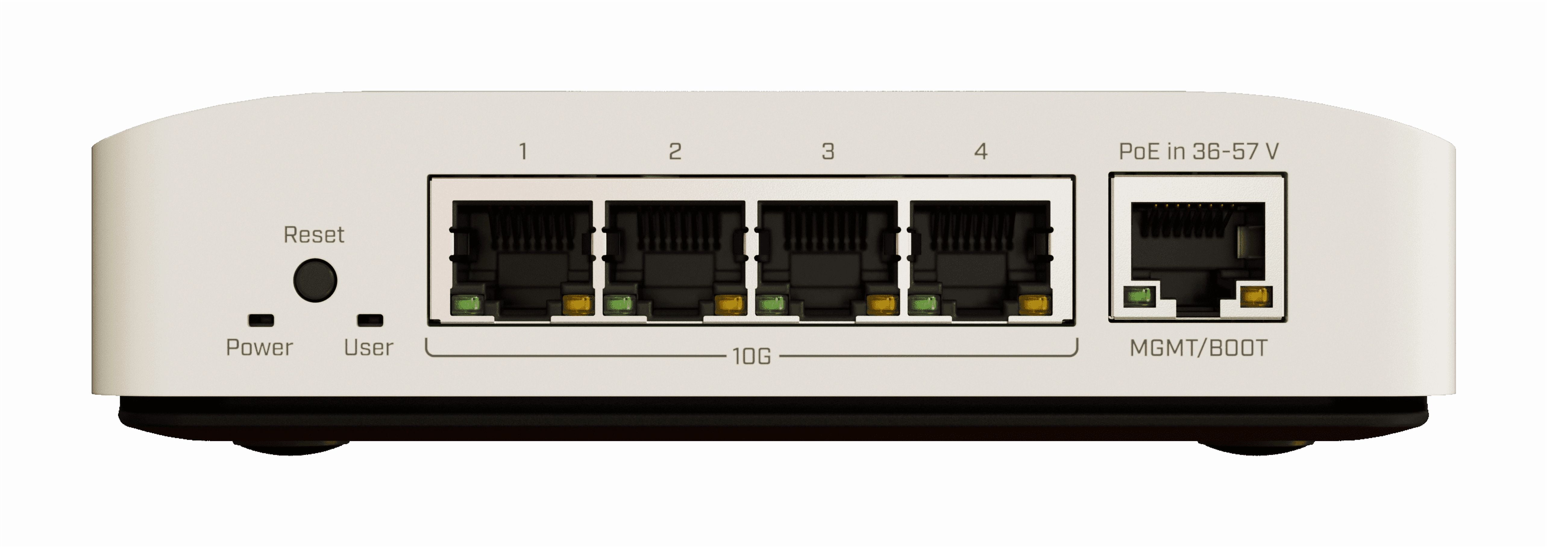 MikroTik CRS304-4XG-IN 10G Ethernet Switch, 4 x 10G Ports, Fanless Design, Layer 3, Dual-Core ARM CPU, PoE-In, Versatile Mounting Options, Silent Operation for Home & Office Networks