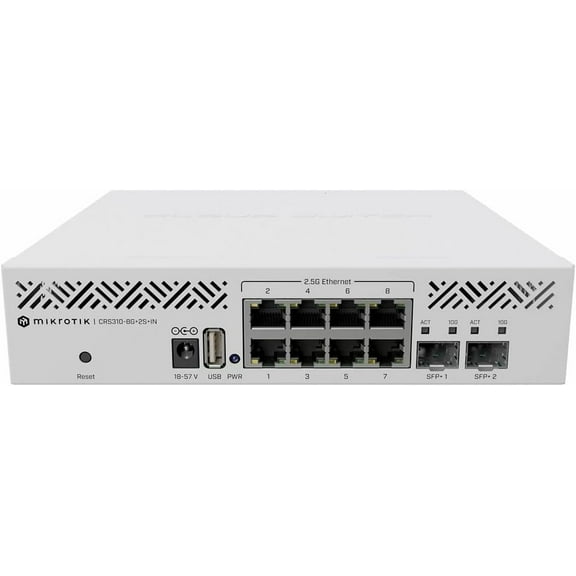 MikroTik CRS310-8G+2S+IN Cloud Router Switch 8x Gigabit Ethernet Ports + 2x SFP Cages, Layer 3