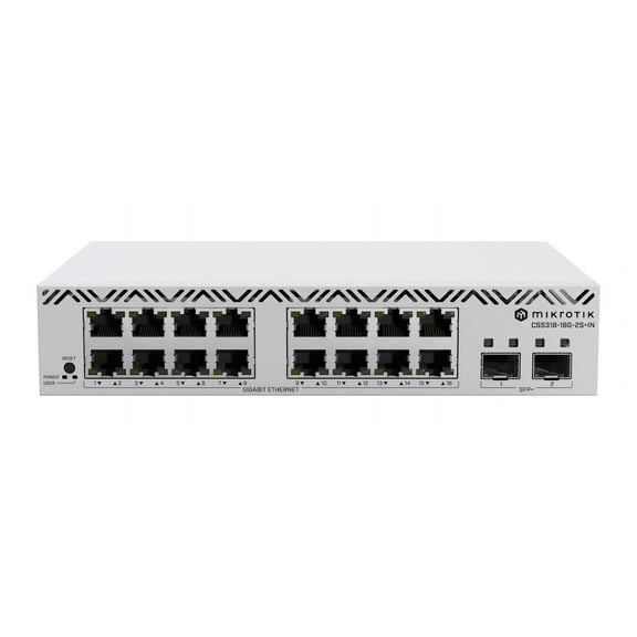 MikroTik CSS318-16G-2S+IN Compact 16-Port Gigabit Managed Switch with 2x 10G SFP+ Uplinks & SwOS