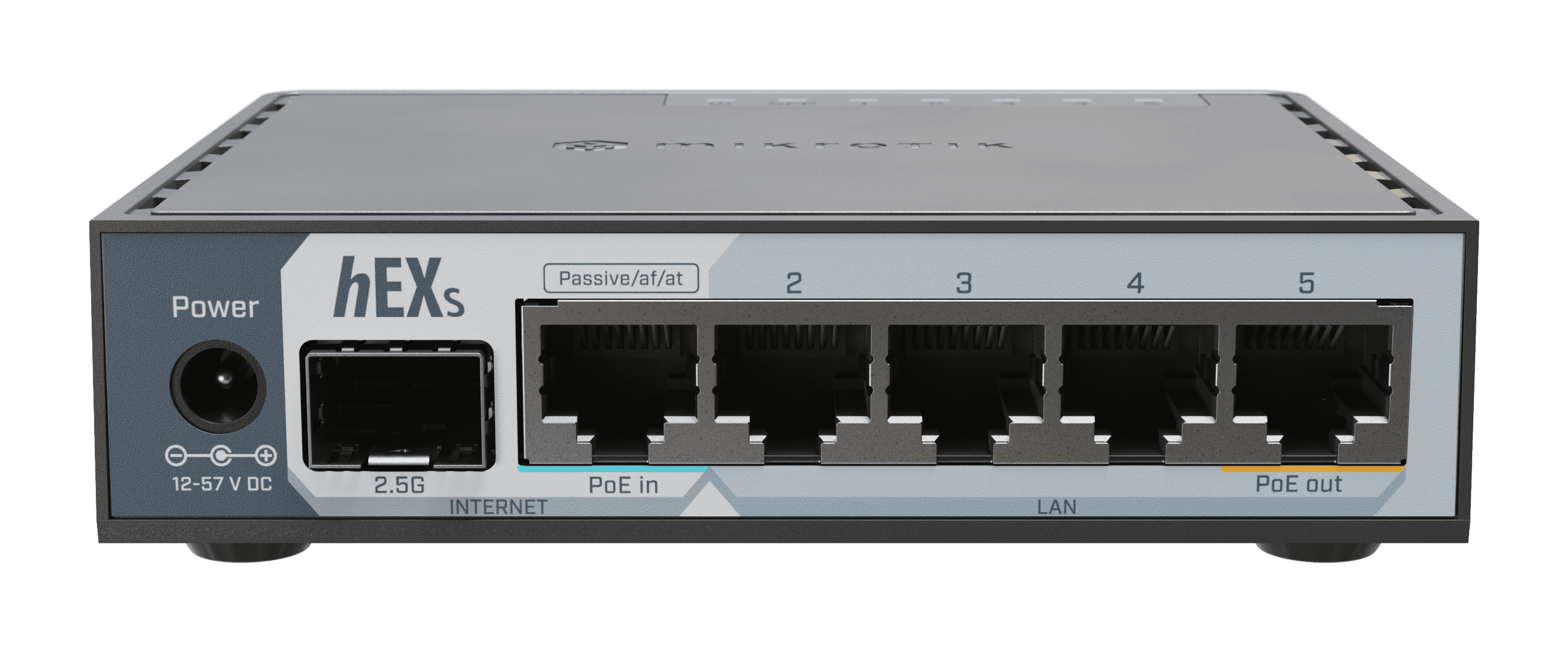 MikroTik hEX S (E60iUGS) Wired Router with 2.5Gbps SFP+, 5 Gigabit LAN Ports, USB 3.0, PoE In/Out, RouterOS Level 4, Compact Metal Case