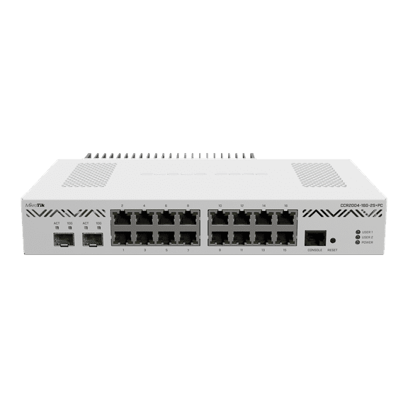 Mikrotik CCR2004-16G-2S+PC Ethernet Router 16x Gigabit Ethernet Ports, 2x10G SFP+ Cages.