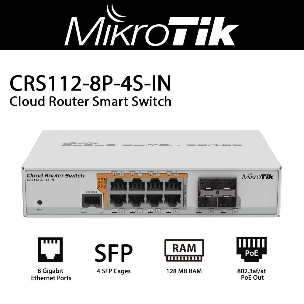 Mikrotik CRS112-8P-4S-IN 8 Gigabit Port PoE Smart Switch 4 SFP