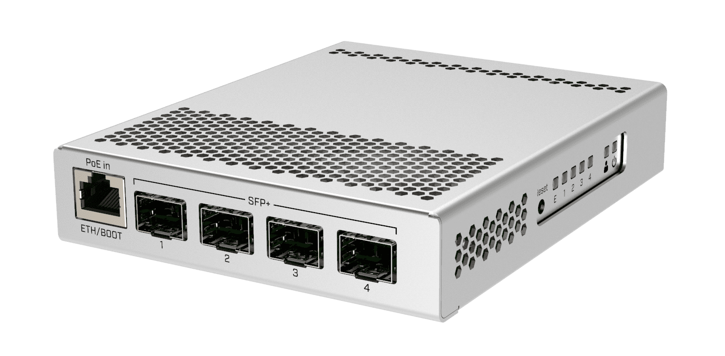 MikroTik 5-Port Desktop Switch, 1 Gigabit Ethernet Port, 4 SFP+ 10Gbps Ports (CRS305-1G-4S+IN)