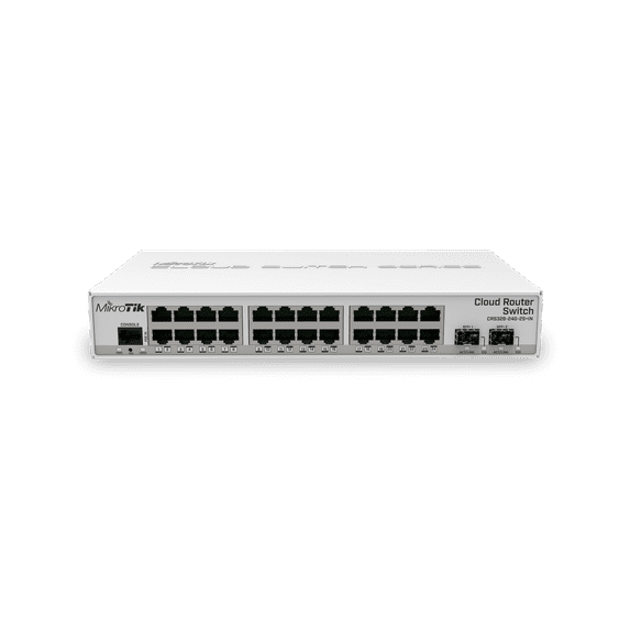 Mikrotik CRS326-24G-2S+IN 24 Gigabit ports, 2 SFP+ cages.