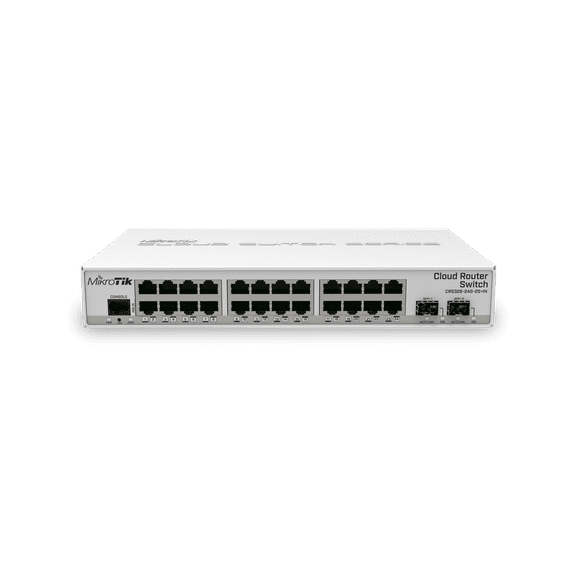 Mikrotik CRS326-24G-2S+IN 24 Gigabit ports, 2 SFP+ cages.