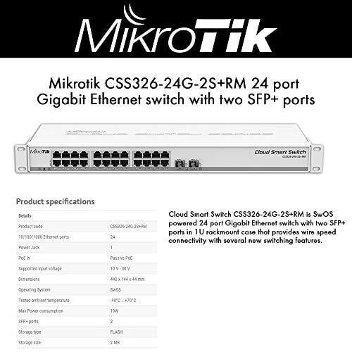Mikrotik CSS326-24G-2S+RM 24-Port gigabit Managed Switch with Two SFP+ Ports, PoE, Cloud Smart Switch, SwOS Powered