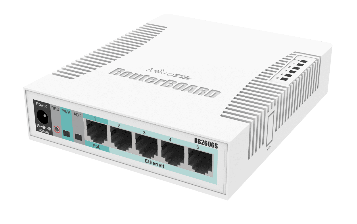 Mikrotik RB260GS - Switch de Red (Gigabit Ethernet (10/100/1000), Color Blanco, -25-65 °C, 6-31)