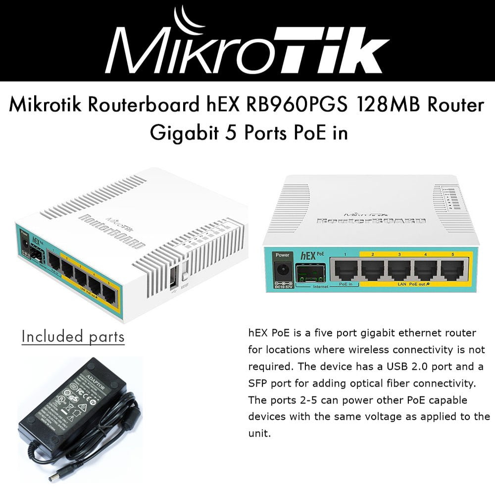 Mikrotik Routerboard hEX RB960PGS 128MB Router Gigabit 5 Ports PoE in ...