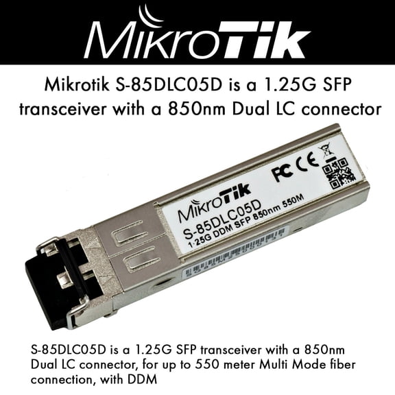 Mikrotik S-85DLC05D 1.25G SFP transceiver 850nm Dual LC connector up 550 meter