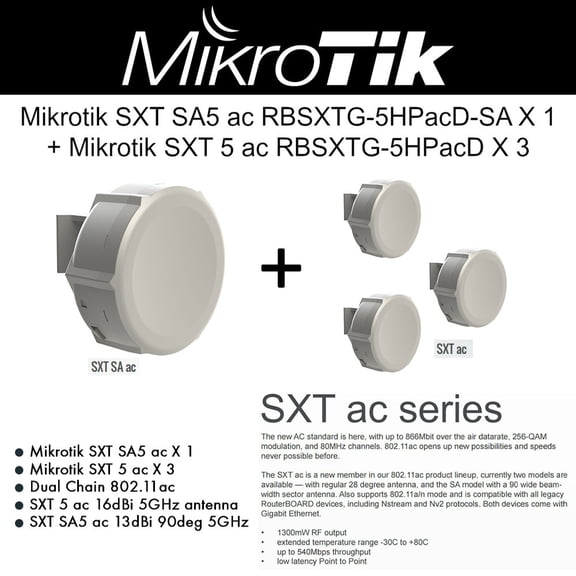 Mikrotik SXT SA5 ac RBSXTG-5HPacD-SA 13dBi 90deg X 1 + SXT 5 ac RBSXTG-5HPacD X3