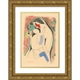 thumbnail image 1 of Mikuláš Galanda 11x14 Gold Ornate Wood Frame and Double Matted Museum Art Print Titled - Mother with Baby and Flower (1937), 1 of 4