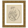 thumbnail image 1 of Mikuláš Galanda 12x14 Gold Ornate Wood Frame and Double Matted Museum Art Print Titled - A Girl with Flowers in Her Arms (1938), 1 of 4