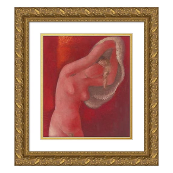 Mikuláš Galanda 12x14 Gold Ornate Wood Frame and Double Matted Museum Art Print Titled - Woman Undressing (1932)