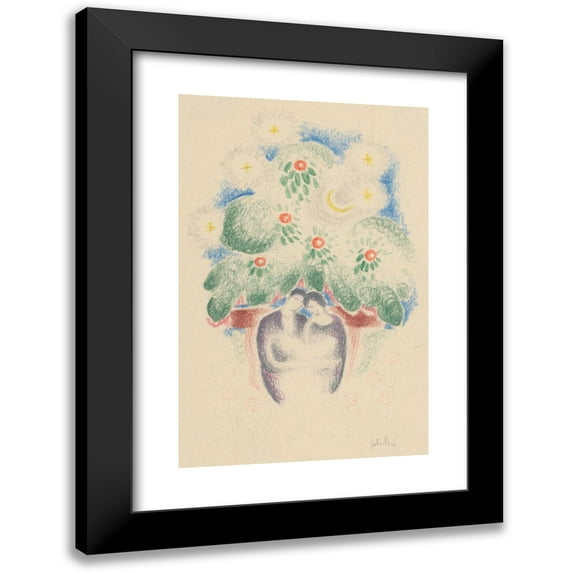 Mikuláš Galanda 13x18 Black Modern Framed Museum Art Print Titled - Lovers on a Bench (1926)