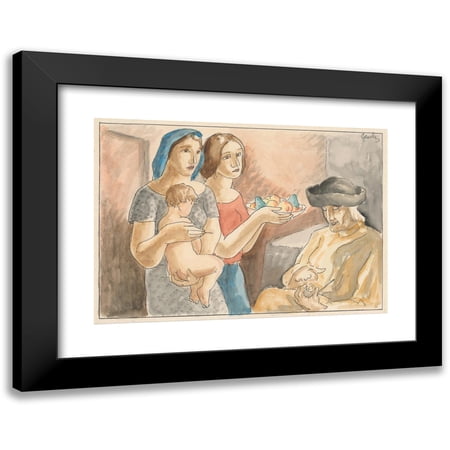 Mikuláš Galanda 14x11 Black Modern Framed Museum Art Print Titled - Family (1927)