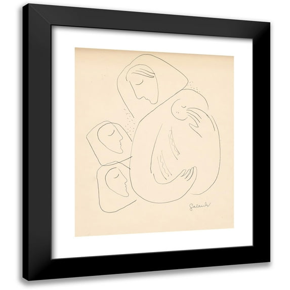 Mikuláš Galanda 15x17 Black Modern Framed Museum Art Print Titled - Mother with a Baby in the Perine and Two Women (1938)