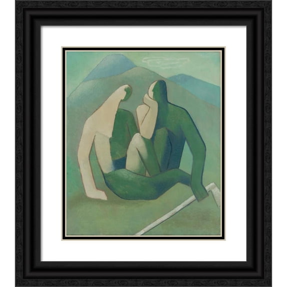 Mikuláš Galanda 15x17 Black Ornate Wood Framed Double Matted Museum Art Print Titled - Bandits (1932)