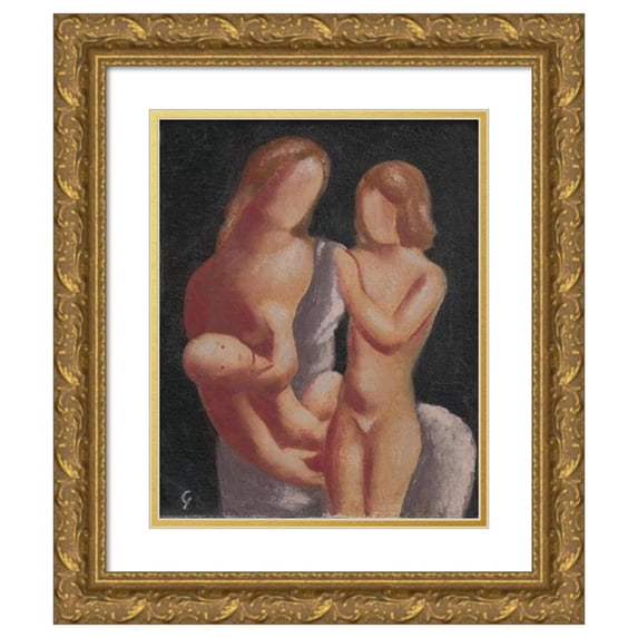 Mikuláš Galanda 15x18 Gold Ornate Wood Frame and Double Matted Museum Art Print Titled - Family (1930-1932)