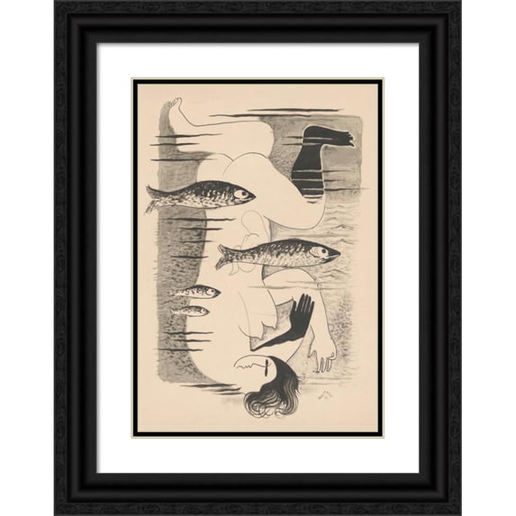 Mikuláš Galanda 18x24 Black Ornate Framed Double Matted Museum Art Print Titled: Drowned (1929)