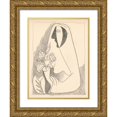 thumbnail image 1 of Mikuláš Galanda 19x24 Gold Ornate Framed and Double Matted Museum Art Print Titled - Woman with a Bouquet in a Vase (1938), 1 of 4