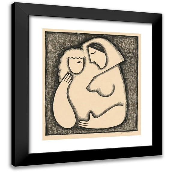 Mikuláš Galanda 20x22 Black Modern Framed Museum Art Print Titled - Girl's Head (1938)