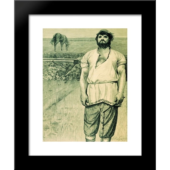 Mikula Selyaninovich. Illustration for the book Russian epic heroes 20x24 Framed Art Print by Andrei Ryabushkin