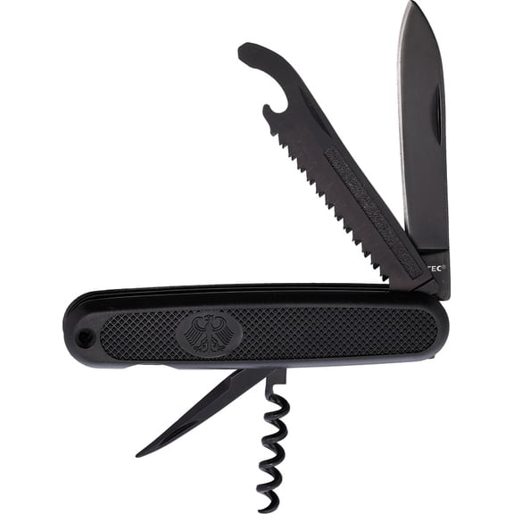 Mil-Tec 15337050 Solid Black 5-Function German Style Pocket Knife