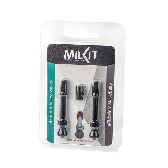 MilKit Tubeless Replacement Valve Pair 45mm Presta Black for Tubeless Rims