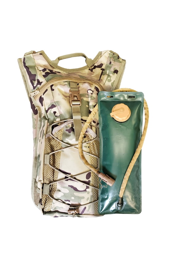MilTac Hydration Pack with 3L Leak-Proof Water Bladder, Daypack for Hiking, Cycling, Running, Hunting & More, Camo