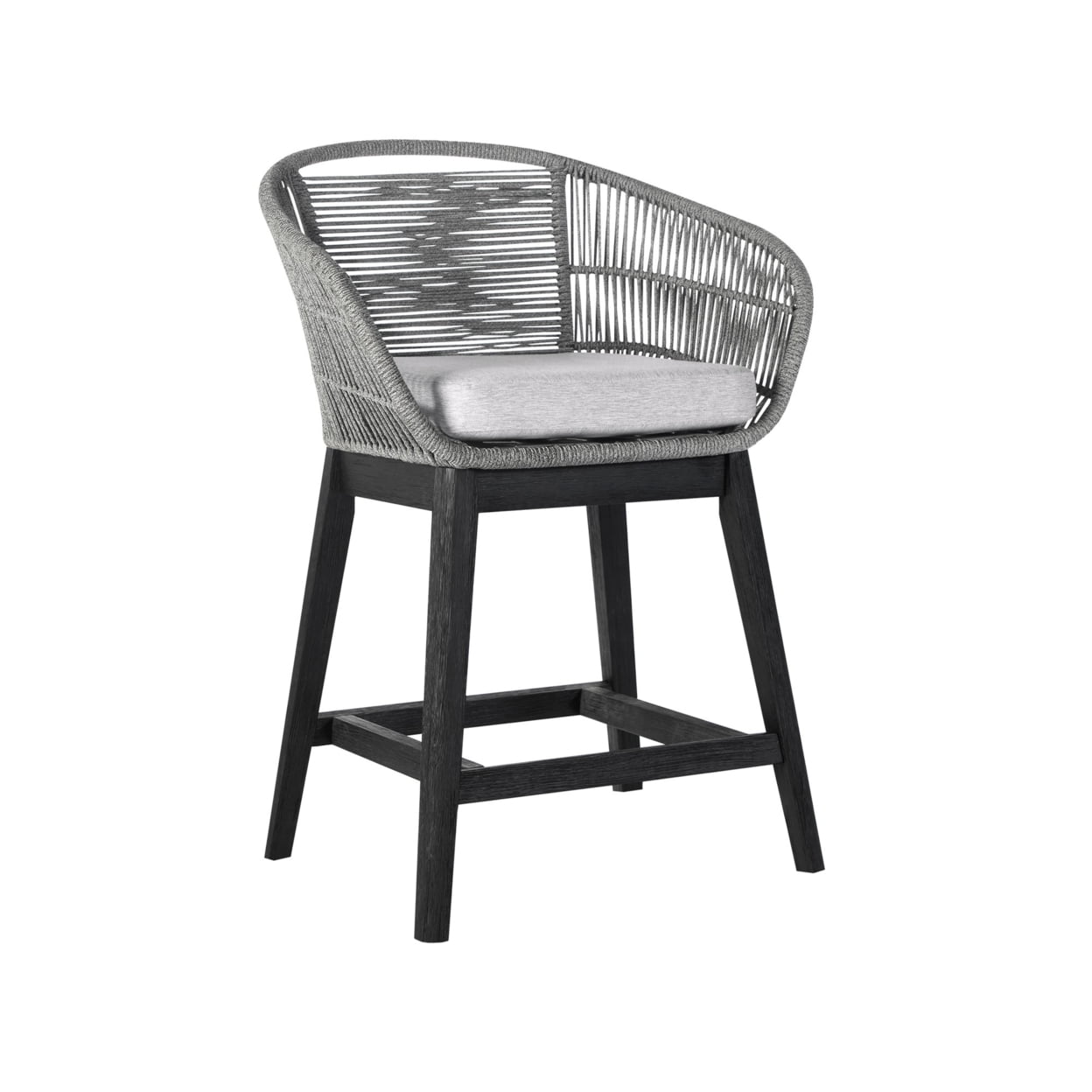 Mila 26 Inch Modern Indoor Outdoor Wood Counter Height Stool, Gray