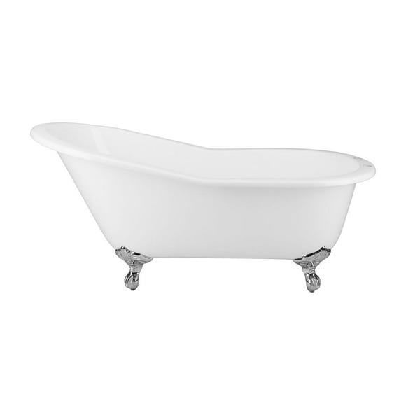 Mila 58 Inch Vintage Cast Iron Slipper Clawfoot Tub - Rim Faucet Drillings